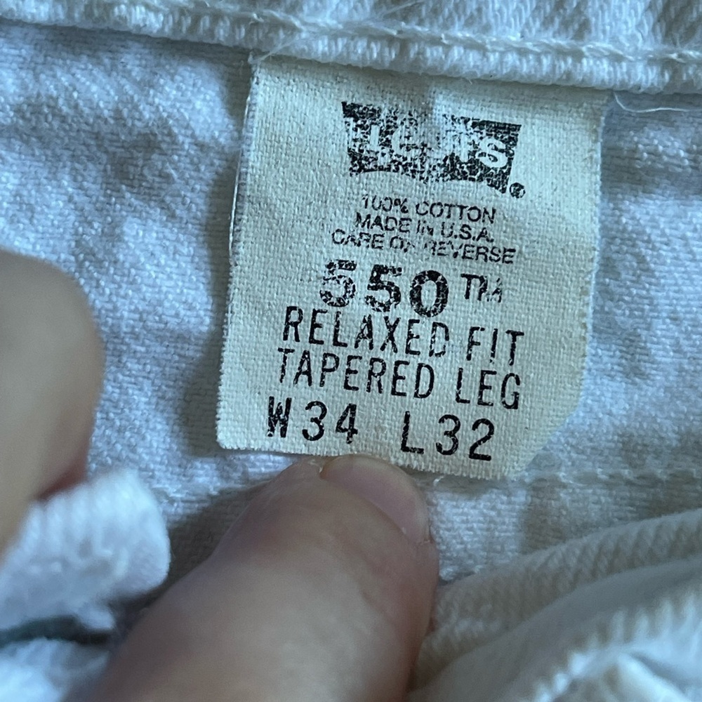 Levi’s vintage orange tab 550 relax fit white rigid denim diy cut off mom short - Picture 3 of 11